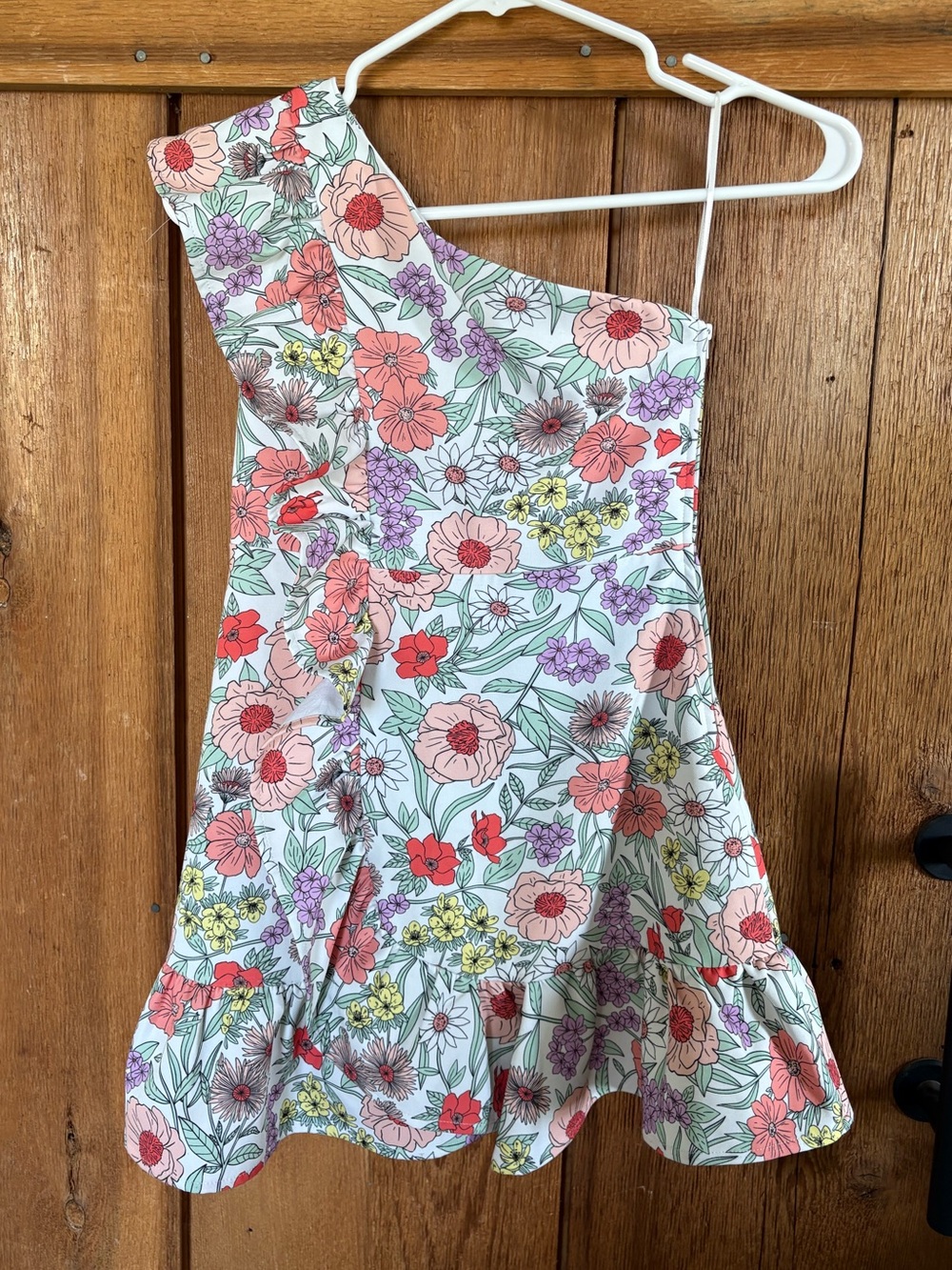 GB girls One-Shoulder Floral Sundress in Coral, Lavender & Yellow